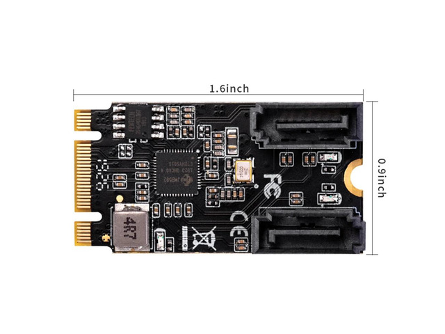 M2 PCIE NVMe SATA6G 2 Port SATA III 6Gb/S M.2 22X42 M Key and B Key Controller Adapter Card JMB582