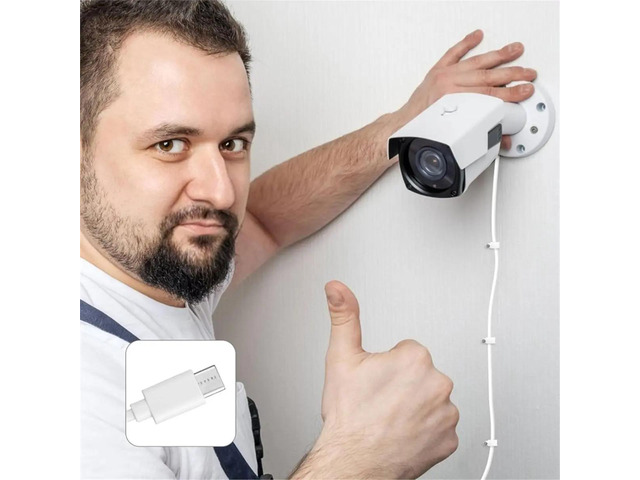 USB C Extension Cable, USB C Male to Female Extender Cord with Clips & Waterproof Case for Ring Pan-Tilt Indoor Cam 20ft