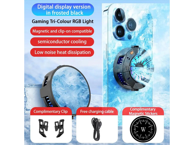 2-in-1 Magnetic & Clip-on Phone Cooling Fan Radiator for Smartphone/Tablet for Gaming, Video Calls, Live Broadcasting