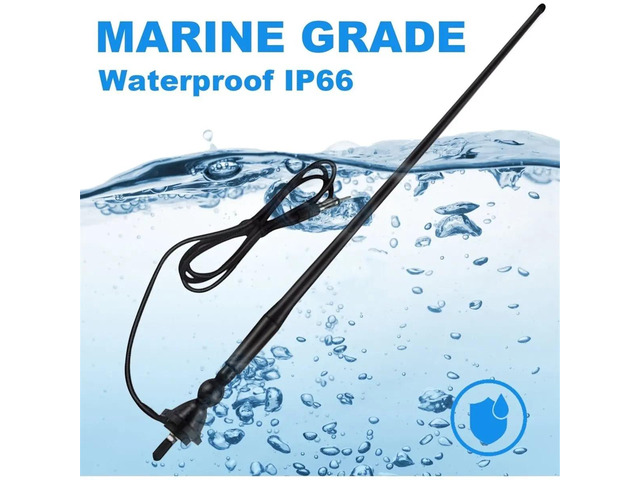 Marine Waterproof Antenna - Rubber Duck Dipole Flexible Mast, Supports FM/AM for Boat Radio, Car, ATV, UTV, RZR, SPA