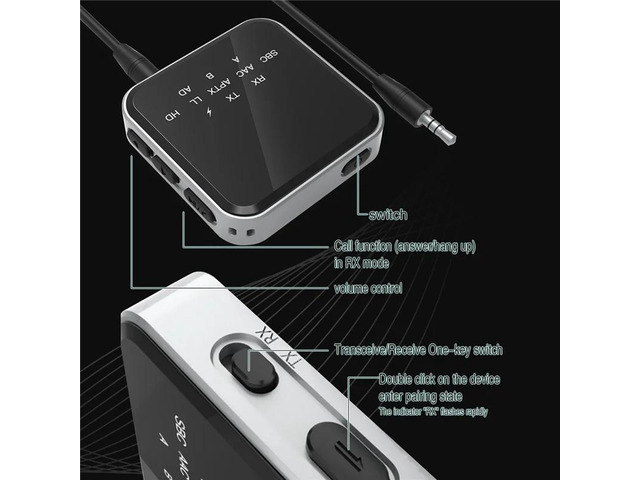 2 in 1 HiFi Bluetooth 5.2 HD Transmitter Receiver 3.5mm AUX Optical Adapter for Car TV Stereo System