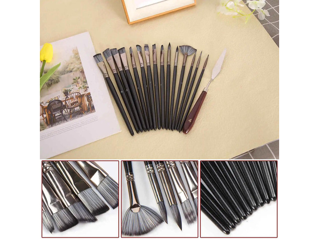 15PCS Acrylic Paint Brushes Set, Acrylic, Watercolor and Gouache Painting Brushes forAmatures and Professional Painter
