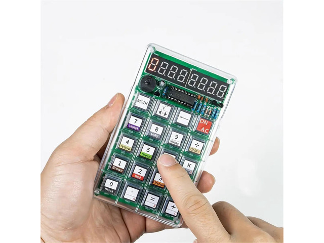 Electronic Calculator Soldering Practice Kit with Resistance Calculator and Transparent Case