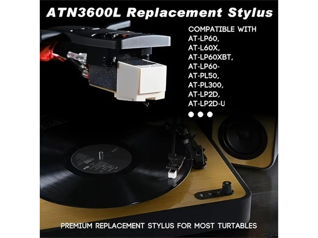 2PCS ATN3600L Cartridge Replacement Stylus LP Vinyl Record Player Needles with Cleaning Brush for Turntable Platenspeler