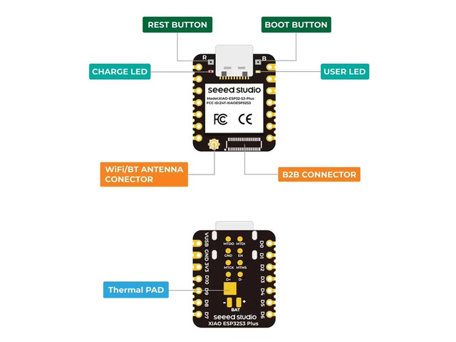 XIAO ESP32S3 Plus Development Board 2.4GHz BLE 5.0 8MB PSRAM 16MB FLASH Esp32-S3 Dual-Core