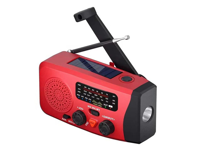 IDUD Emergency Hand Crank Radio With LED Flashlight Solar Powered For Emergencies Hand Crank Generator Outdoor