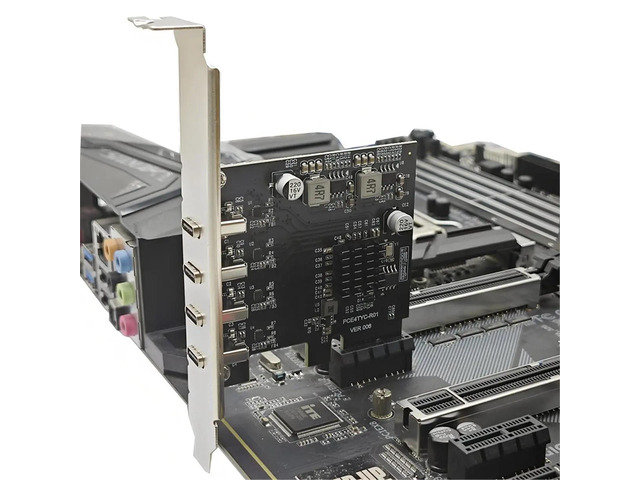 PCIE 1X to Type C Expansion Card PCI-E X1 to 4-Port TYPE-C USB 3.2 GEN1 5Gbps Adapter Riser Card UPD720201 Chip