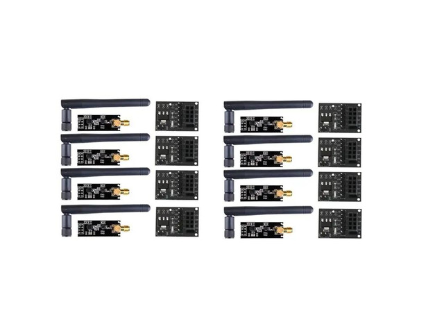 8Pcs NRF24L01+PA+LNA Module With Antenna 1100 Meters Long Distance With NRF24L01 Module Adapter 3.3V