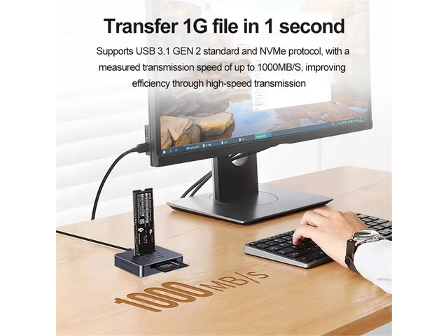 10Gbps M2 NVMe to USB 3.1 Docking SSD Box Adapter M.2 SSD Case for 2230 2242 2280 22110 Enclosure Base SD2.0 Card Reader