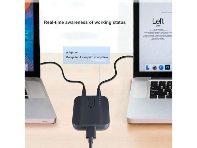 2X1 KVM Switch Box Dual USB Switch Sharing USB 3.0 for Monitor Mouse Keyboard 2 Computer Laptop PC Keyboard