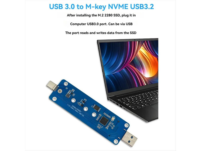 M2 SSD Adapter NVMe Enclosure M.2 to USB3.2 Case for NVME PCIE M Key SSD NVME to USB3.0/TYPE-C Converter