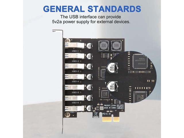 USB 3.0 PCI-E Expansion Card Adapter 7 Ports Hub Adapter External Controller PCI-E Extender PCI Express Card for Desktop