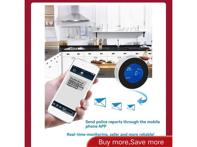 Tuya Smart Natural Gas Alarm Sensor Combustible Gas Alarm With Temperature Function With LCD Display With Tuya App EU Plug-