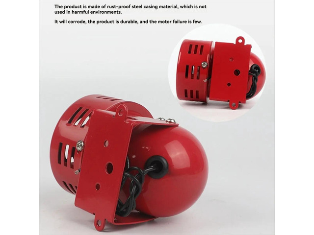 AC110V Red Mini Metal Motor Siren Industrial Alarm Sound Electrical Guard Against Theft 120dB MS-190
