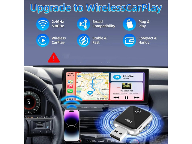 CarPlay Adapter,Mini USB Design for Cars with Wired CarPlay,Plug and Play,Fast and Stable Connection for