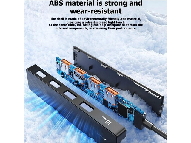USB 3.2 Gen2 Hub 4 Port 10gbps Typec Power Port Multi Interface Expander for Laptop Desktop Accessories