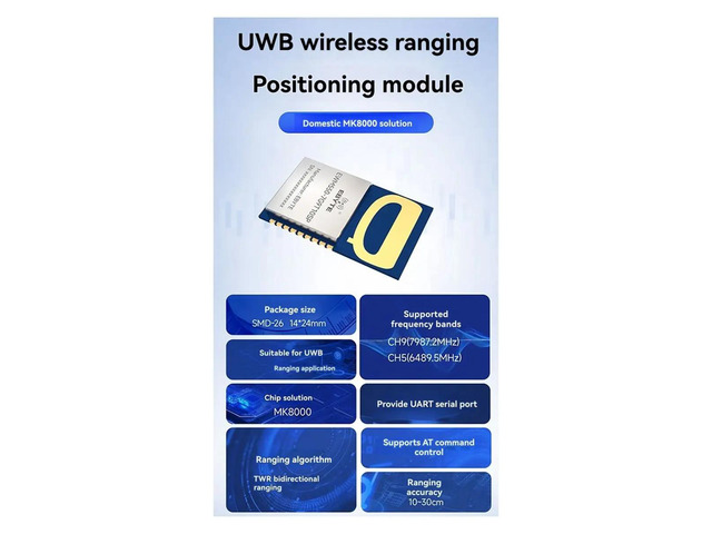 EWM550-7G9T10SP MK8000 UWB Module Ultra-Wideband Ranging Positioning CH5/CH9 UART SMD AT