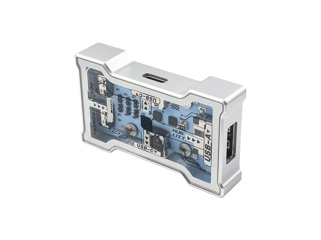 HMLAB HUB Lite - Gaming USB HUB 2-to-3 Port Extender, 8K Hz High Speed, OLED Display Button Control, HMHUB with Stand