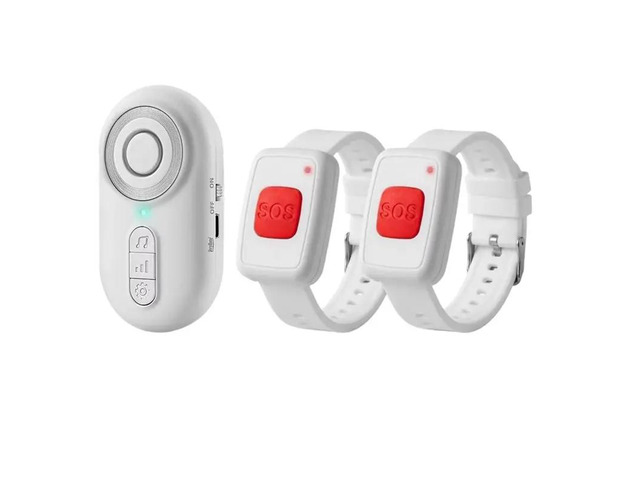 Elderly Caregiver Pager Call Button SOS Watch With 1 Receiver+ 2 Transmitter Safety Alert Monitoring System Vibration Home
