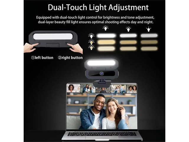 4K 60FPS Live Webcam USB Autofocus Camera PC Rotatable Microphone Fill Light Streaming Camera for PC Laptop