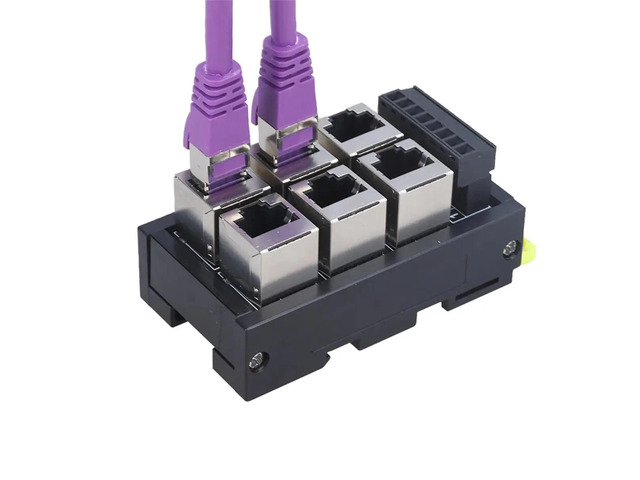 RJ45 Network Port Terminal Block DIN Rail Mount to 8pin 6 Hole Hub Switch Serial Signal Converter RS232 RS485 RS422
