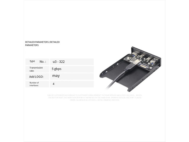 USB Hub USB C Hub 3.5 Inch Floppy Drive Front Panel 2 Port USB 3.0 + 2 Port USB 3.1 Type C 20 Pin Connector