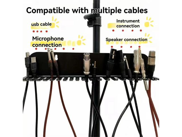20-Slot Wall Mount Audio Cable Organizer Sturdy Matel Cable Rack Holder for Workshop Offices Garage Cord Management
