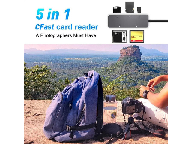 5-In-1 All-In-1 Card Reader /SD/XD/CFAST/TF Card Multi-Function USB-A USB-C Card Reader Docking Station