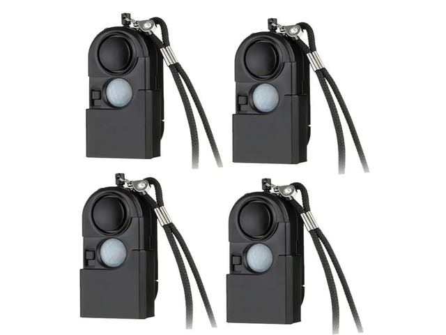 4Pcs Mini Motion Detector Alarm 120DB Siren SOS LED Light Security For Travel Home Kids Safe Personal Alarm