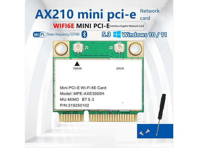 6E AX210HMW Mini PCI-E Network Card Bluetooth 5.3 for AX210 Card Wi-Fi Adapter for Desktop Laptop