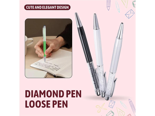 40Pcs Crystal Ballpoint Pen Bulk Shiny 2 in 1 Slim Crystal Diamond Screen Stylus Black Gel Ink Ballpoint Glitter Pen