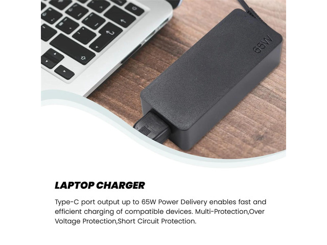 65W USB Type C Laptop Charger for Chromebook 100E T480 T580 Yoga C930 Adapter Power Supply Cord,US Plug