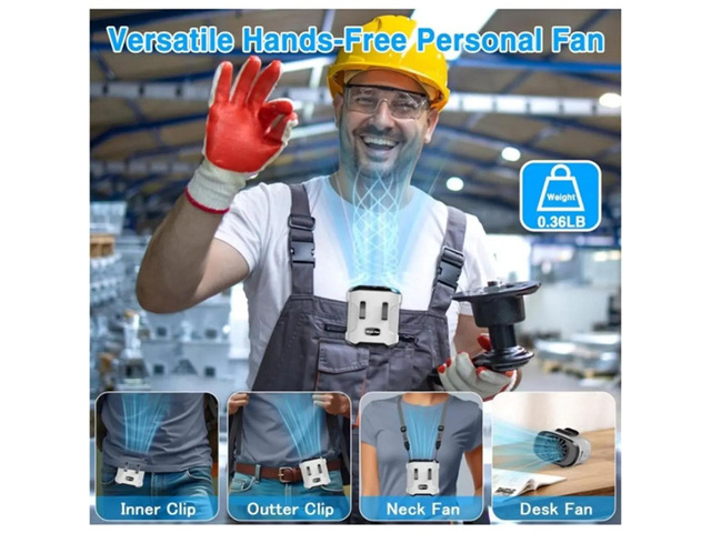 Waist Fan Clip on Shirt Belt Body Wearable Hand-Free Rechargeable Powered Fan with 3 Speed for Camping Travel