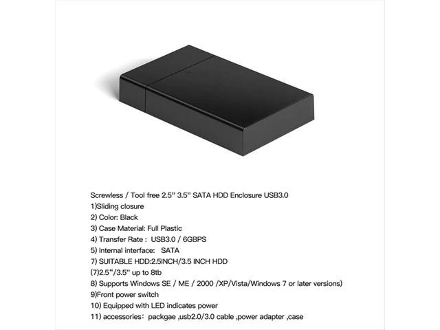 USB 3.0 3.5 Inch HDD SATA External Hard Drive Case Box Reader Hard Drive Enclosure High Speed Adapter for PC EU Plug