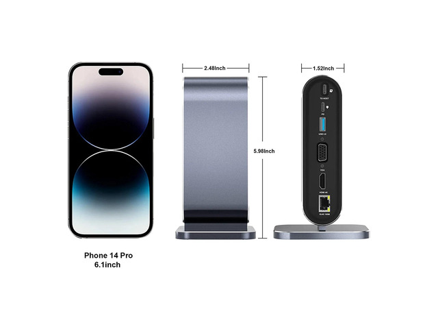 12-In-1 USB C Docking Station USB C Hub Dock Laptop Display Docking Station USB 3.0 Adapter for Computer