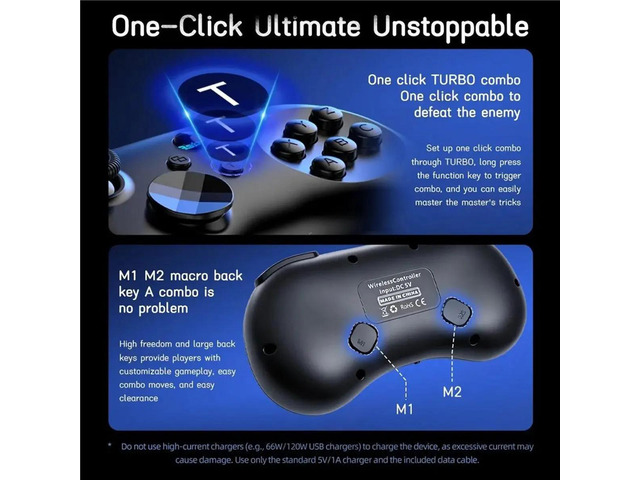 Y04 Game Controller with Receiver for Switch/PC/ - Hall Effect Joystick 6-Button Layout Gamepad Black