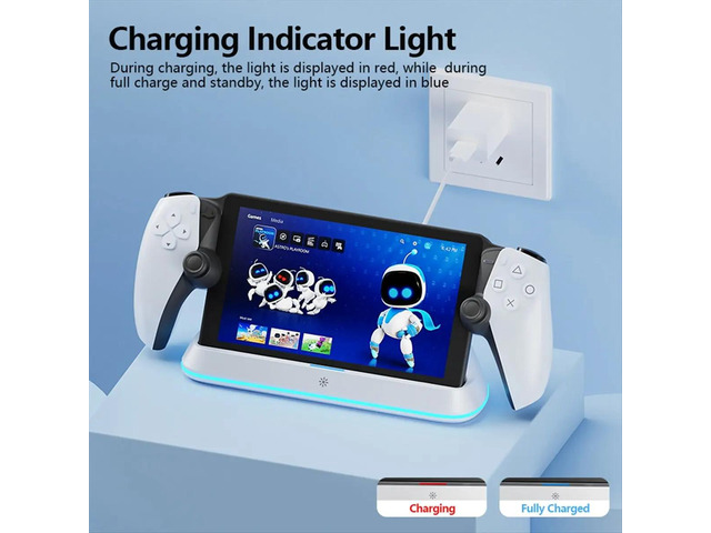 Charging Dock Station for Portal 7 RGB Light Modes Game Console Charging Stand with Tri-Protection Safety,B
