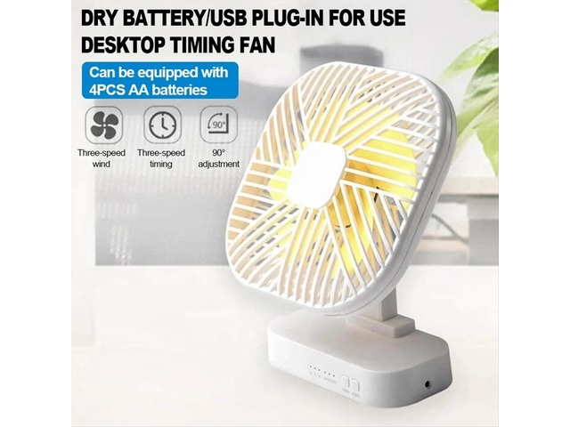 Magnetic USB Fan USB or 4xAA Powered Desk Fan with Three Speed Timing Function Outdoor Camping Fan Silent Black