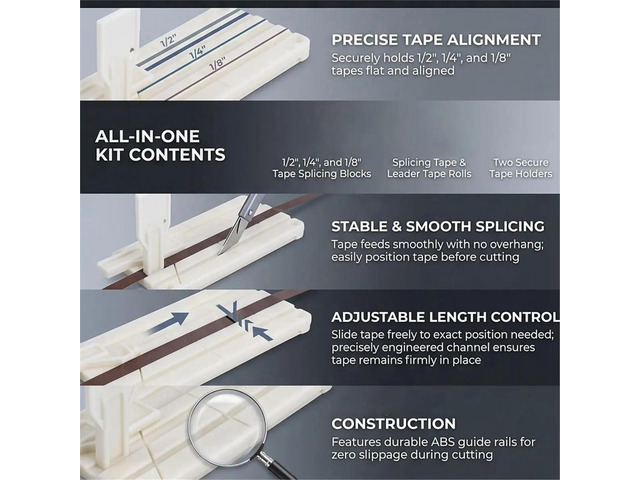 For Revoxsonido 0.25 10 Inch Tape Splicing Open Reel Audio Splicing Block with Full Rail Connection Plate Leader Tape