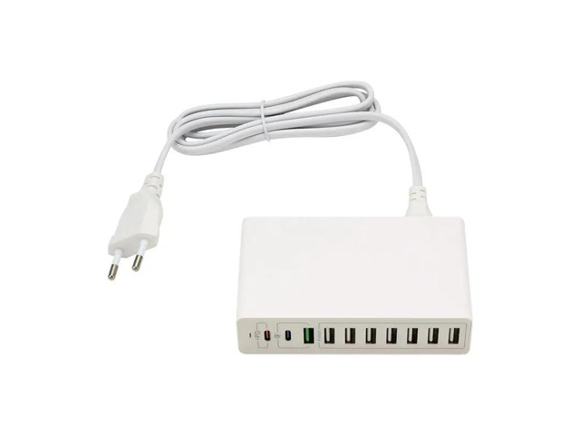 For USB Station 65W 10 Port Desktop Fast Charging Solution For Smart Phones Tablets Laptops For Multiple Devices