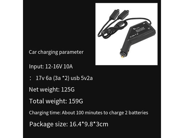 Fast Charging Car Charger for Mini 4 Pro/Mini 3 Pro USB Dual Adapter with Safety Features for RC Drones