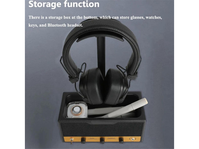 Multifunctional Headphone Stand with Storage, Wide Curved Gaming Headset Holder for Desk,Stable Headphone Display