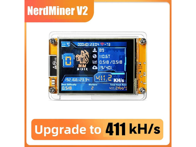 V2 411KH/S Hashrate 2.8 Inch Smart Display BTC Solo Lottery Miner Bitcoin Crypto Lottery Miner