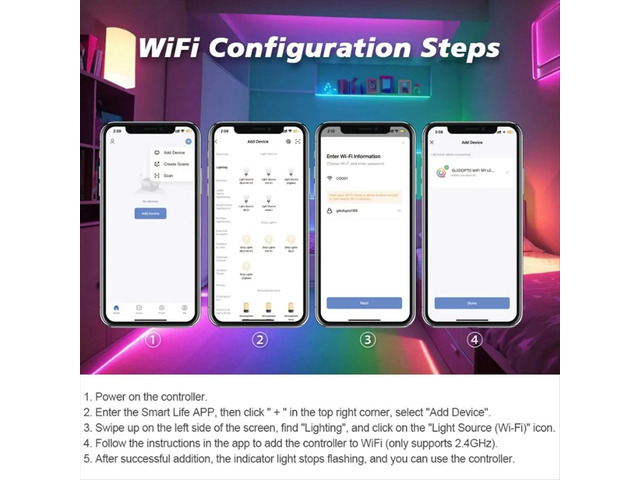 Tuya SPI Pixel LED Controller RGBCCT RGBW RGB Dynamic Light Sync with for Smart Life, Assistant, -206W