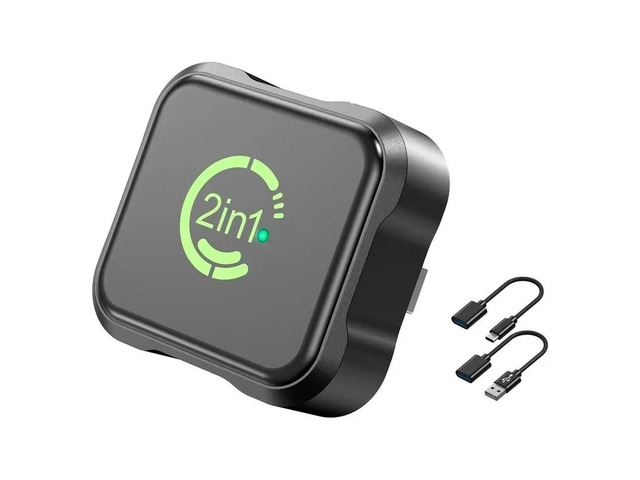 2-In-1 Carplay & Android Auto Adapter, Mini Size Plug And Play, Seamless Wired To Conversion, USB-C