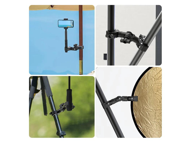 Double Clamp Mount Bracket Magic Arm Clamp For Gopro Insta 360 Camera Monitor Led Light Selfie Stick Motorcycle Bracket