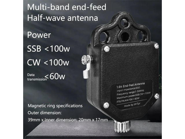 1:64 4-Band 8-Band Balun End Fed Antenna 1MHz-30MHz,100W,Multi-Band Receiver for SSB,FT8,FM,AM Outdoor Radio Antenna