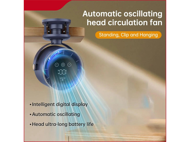 Rechargeable Clip on 360° Rotate Quiet Turbo Desk Fan for Stroller Bed Travel Camping,Strong Wind, USB Operated