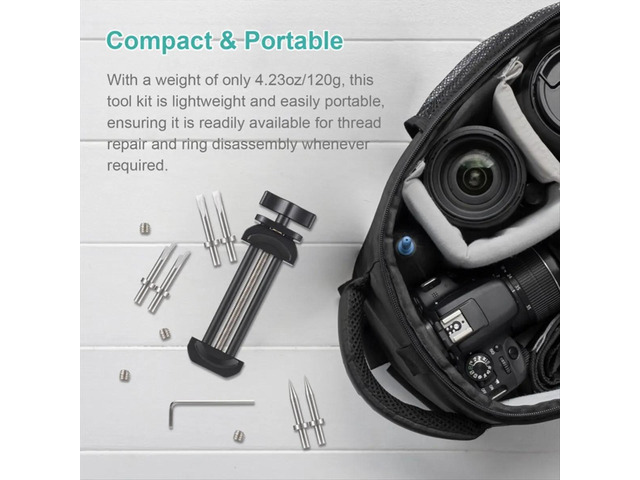 Camera Repair Tool with Detachable Flat & Pointed Tips for Camera Lens All Metal Lens Repair Set with 6 Tips 8 Screws