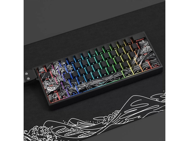 -E Gradient Keycap PBT Personalized Side Carving Semi Transparent for 60/84/98/108 Mechanical Keyboard Black